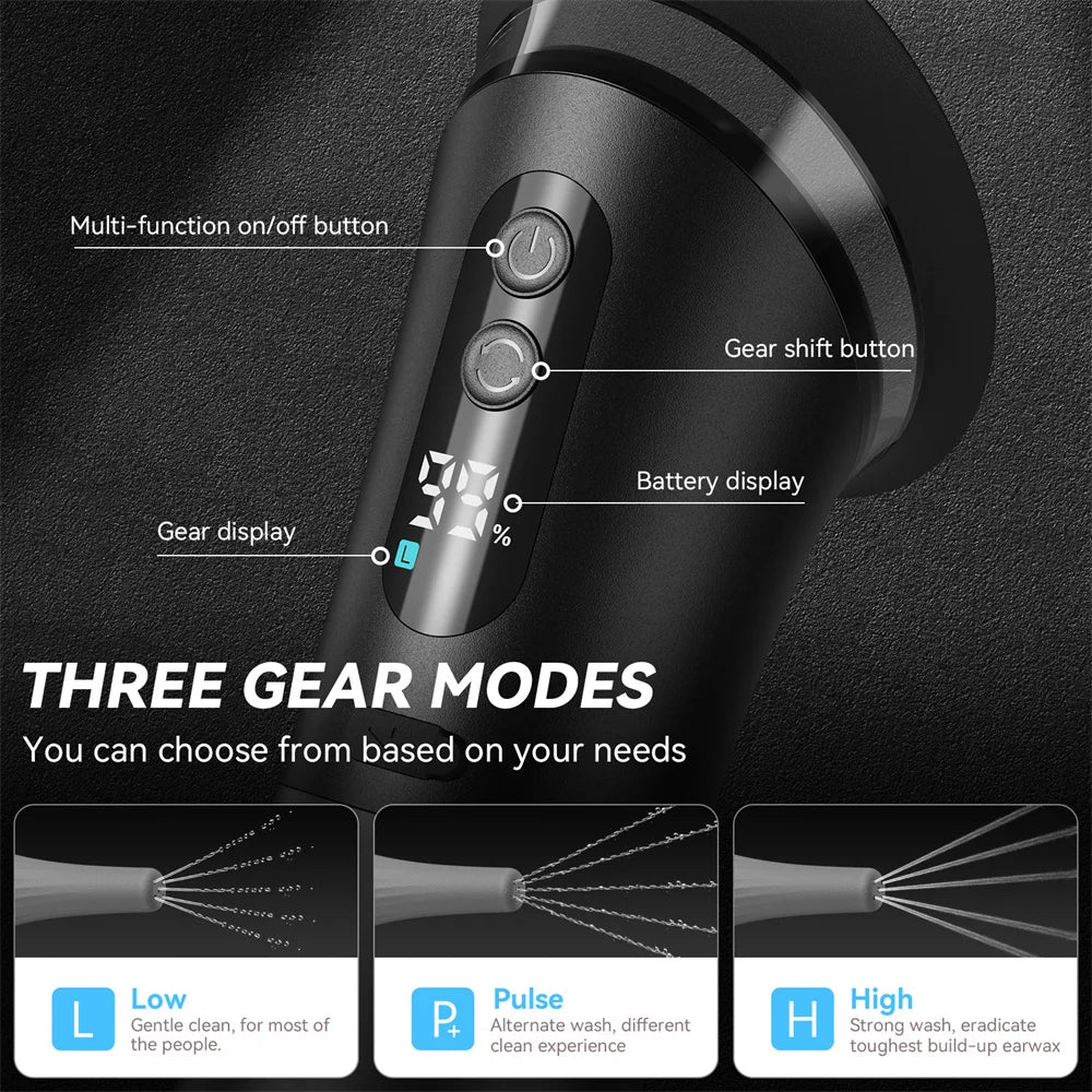Electric Ear Wax Removal System Water Powered Ear Cleaning Tool with Irrigation Flusher 3 Pressure Settings Safe & Effective