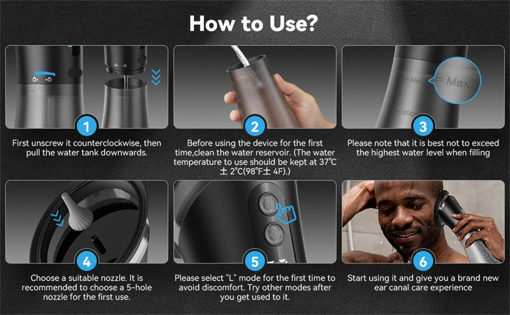 Electric Ear Wax Removal System Water Powered Ear Cleaning Tool with Irrigation Flusher 3 Pressure Settings Safe & Effective