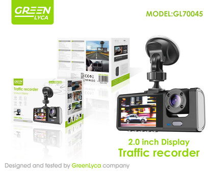 DASH CAM 1080P DVR — Cámara Frontal, Trasera e Interior con Visión Nocturna y Grabación en Bucle